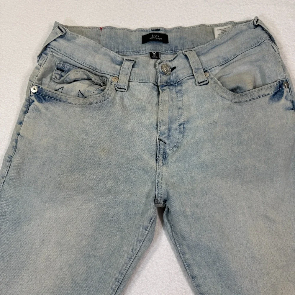 True Religion Ricky Jeans Mens 30x33 Blue Relaxed Straight Denim‎ y2k style